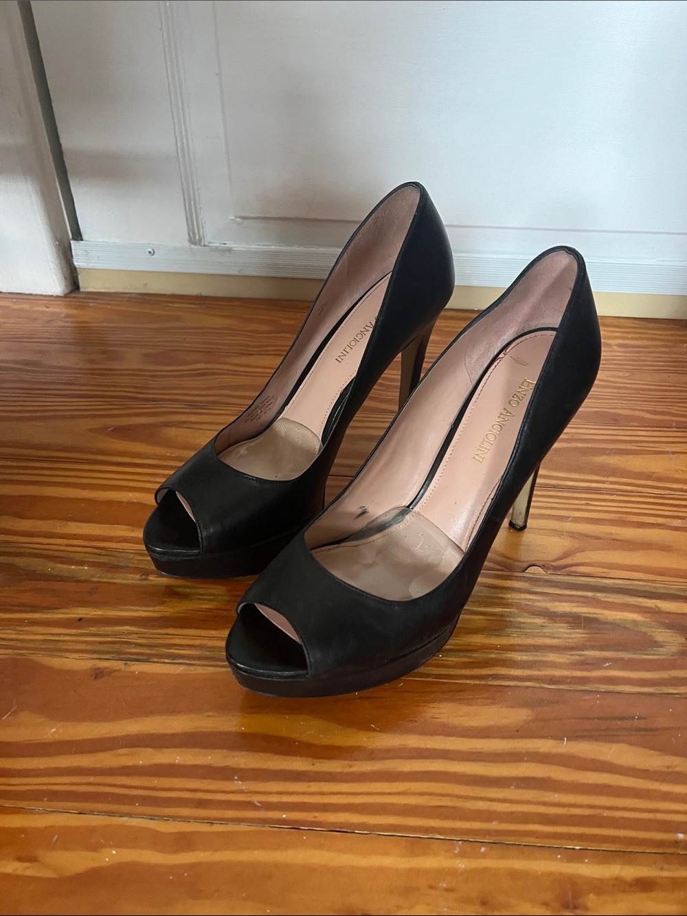 Enzo Angiolini Black Peep-Toe High Heel Pumps
